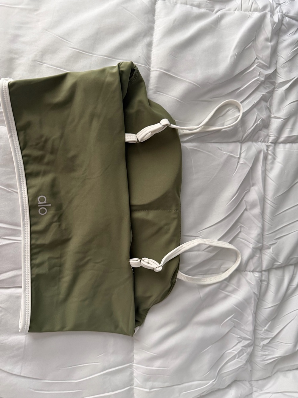 ALO Yoga Olive Green Bralette & Skort with White Trim - Picture 5 of 5